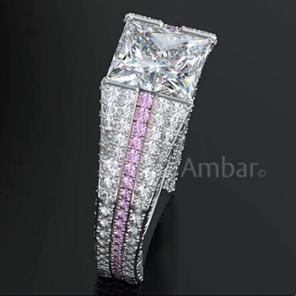 ☆New Women 925 Silver White Sapphire Wedding Ring - Picture 4 of 4